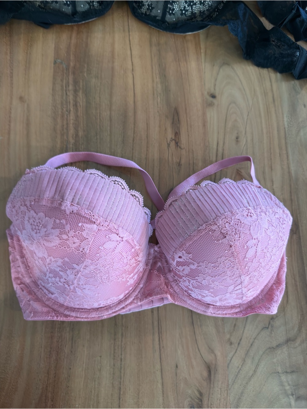 Victoria's Secret Pink Lace Balconette Bra with Ribbed Trim